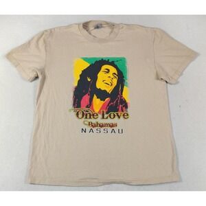 Basics Bob Marley Shirt Mens XL Beige One Love Bahamas Nassau Graphic Tee